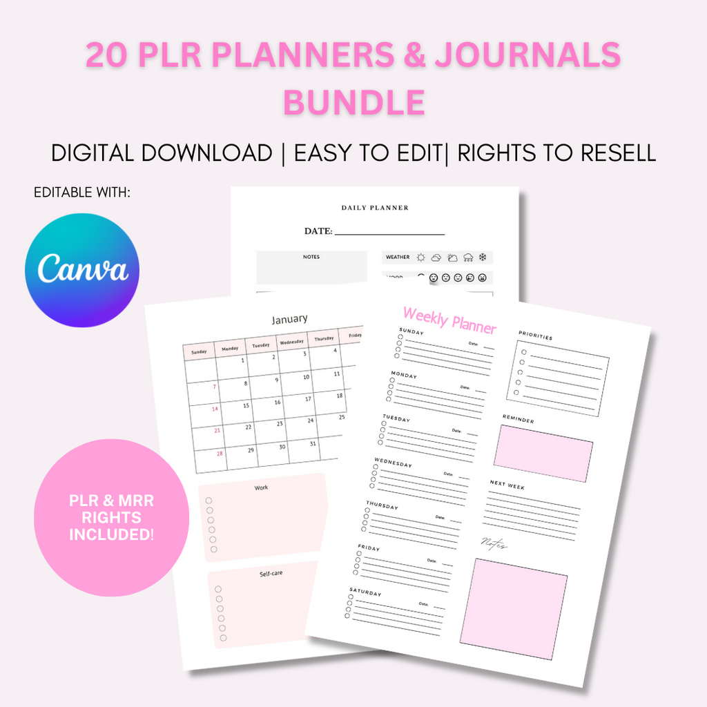 20 PLR Planners & Journals Templates